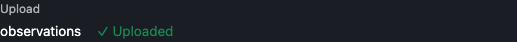 Upload row showing upload type and success status