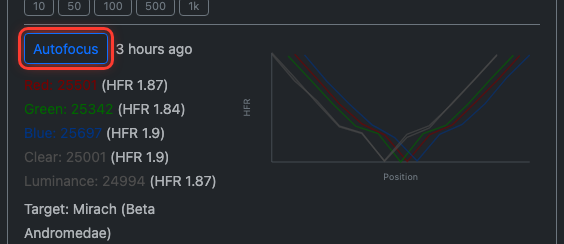 Autofocus subsection with the Autofocus button highlighted in red